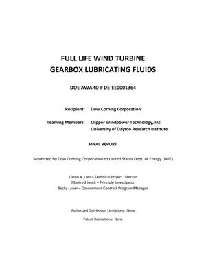 Full Life Wind Turbine Gearbox Lubricating Fluids