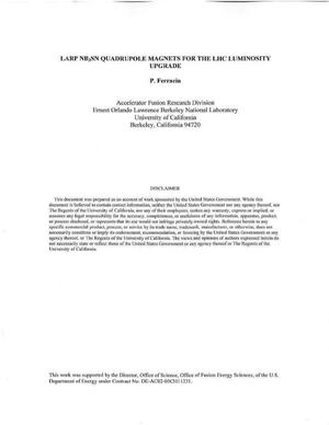 LARP NB3SN QUADRUPOLE MAGNETS FOR THE LHC LUMINOSITY UPGRADE