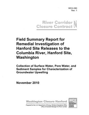 Primary view of object titled 'Field Summary Report for Remedial Investigation of Hanford Site Releases to the Coumbia River, Hanford Site, Washington'.
