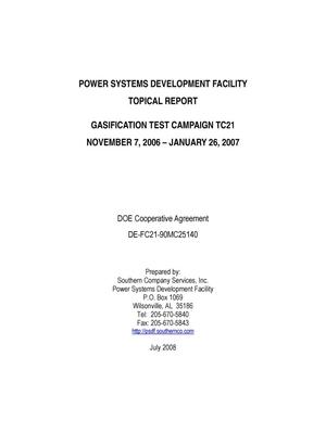 Power Systems Development Facility Gasification Test Campaign TC21