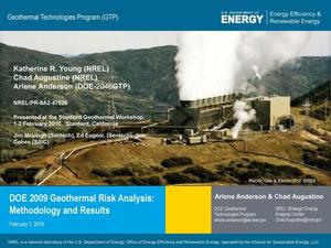 DOE 2009 Geothermal Risk Analysis: Methodology and Results