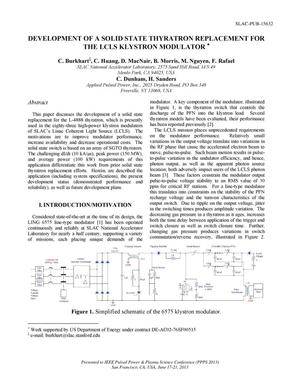 Development of a Solid State Thyratron Replacement for the LCLS Klystron Modulator