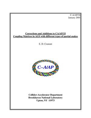Correction and Additions to CA/AP/33
