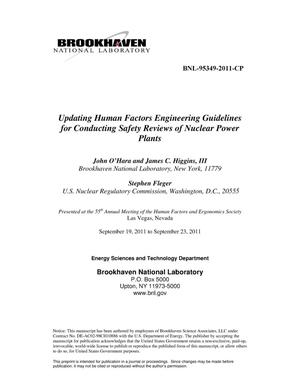 Updating Human Factors Engineering Guidelines for Conducting Safety Reviews of Nuclear Power Plants