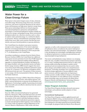 Water Power for a Clean Energy Future (Fact Sheet)