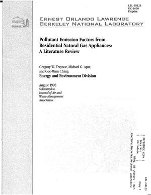 Pollutant Emission Factors from Residential Natural Gas Appliances: A Literature Review