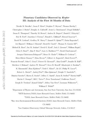 Planetary Candidates Observed by Kepler, III: Analysis of the First 16 Months of Data