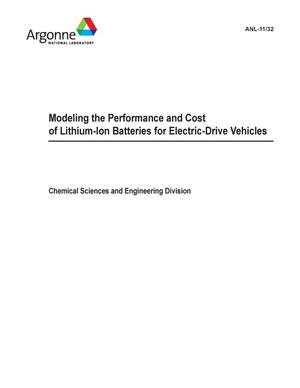 Modeling the performance and cost of lithium-ion batteries for electric-drive vehicles.