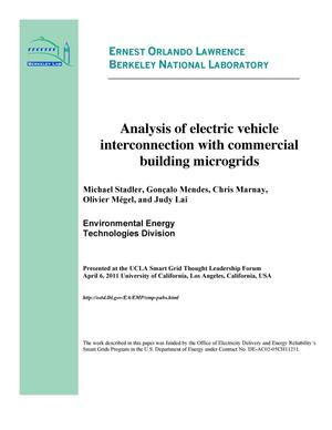 Analysis of electric vehicle interconnection with commercial building microgrids