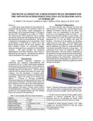 Mechanical Design of a High Energy Beam Absorber for the Advanced Superconducting Test Accelerator (ASTA) at Fermilab