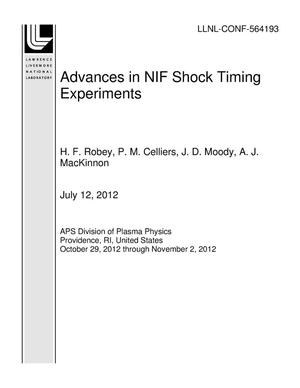 Advances in NIF Shock Timing Experiments
