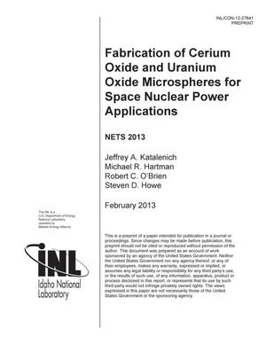 Fabrication of Cerium Oxide and Uranium Oxide Microspheres for Space Nuclear Power Applications