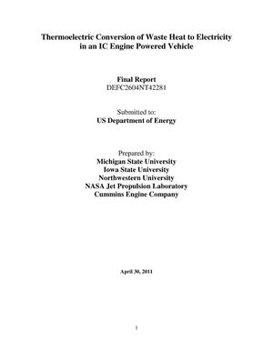 Thermoelectric Conversion of Waste Heat to Electricity in an IC Engine Powered Vehicle