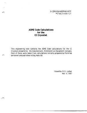 ASME Code Calculations for the CC Cryostat