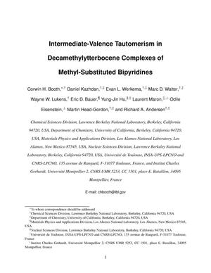 Intermediate-Valence Tautomerism in Decamethylytterbocene Complexes of Methyl-Substituted Bipyridines