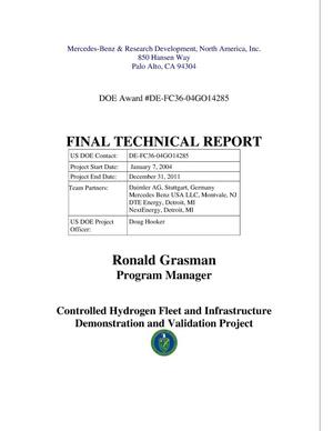 Primary view of object titled 'Final Technical Report: Controlled Hydrogen Fleet and Infrastructure Demonstration and Validation Project'.