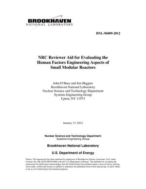 NRC Reviewer Aid for Evaluating the Human Factors Engineering Aspects of Small Modular Reactors