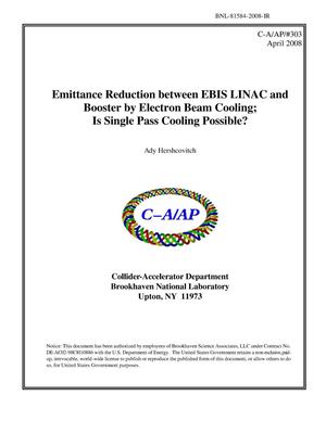Emittance Reduction between EBIS LINAC and Booster by Electron Beam Cooling - Is Single Pass Cooling Possible?