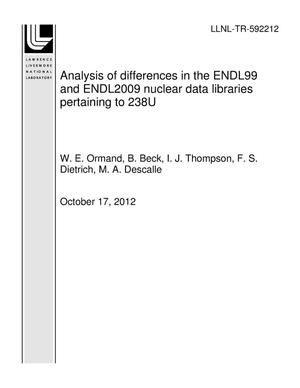 Analysis of differences in the ENDL99 and ENDL2009 nuclear data libraries pertaining to 238U