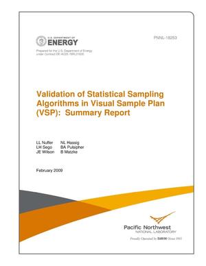 Validation of Statistical Sampling Algorithms in Visual Sample Plan (VSP): Summary Report
