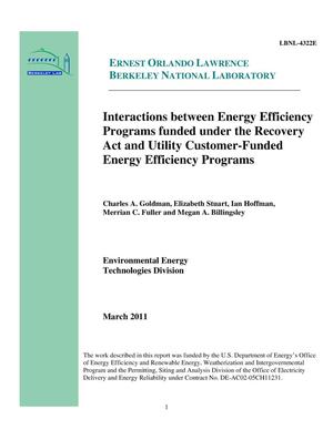 Interactions between Energy Efficiency Programs funded under the Recovery Act and Utility Customer-Funded Energy Efficiency Programs