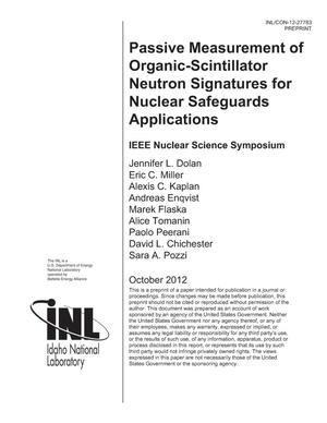 Passive Measurement of Organic-Scintillator Neutron Signatures for Nuclear Safeguards Applications