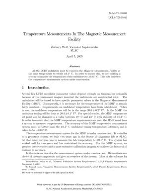 Temperature Measurements in the Magnetic Measurement Facility