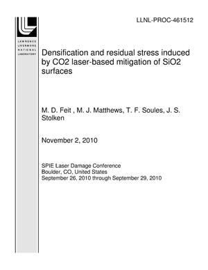 Densification and residual stress induced by CO2 laser-based mitigation of SiO2 surfaces