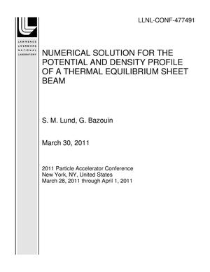 NUMERICAL SOLUTION FOR THE POTENTIAL AND DENSITY PROFILE OF A THERMAL EQUILIBRIUM SHEET BEAM