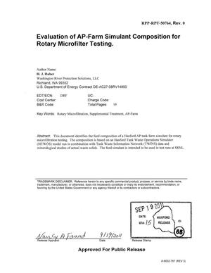 EVALUATION OF AP-FARM SIMULANT COMPOSITION FOR ROTARY MICROFILTER TESTING
