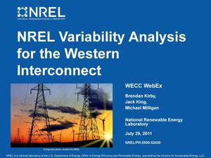 NREL Variability Analysis for the Western Interconnect
