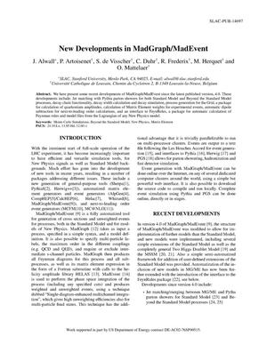 New Developments in MadGraph/MadEvent