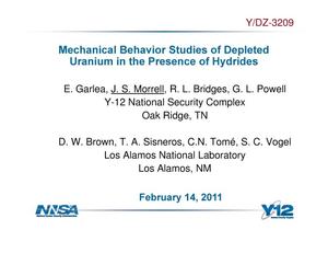 Mechanical Behavior Studies of Depleted Uranium in the Presence of Hydrides
