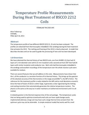 Temperature Profile Measurements During Heat Treatment of BSCCO 2212 Coils