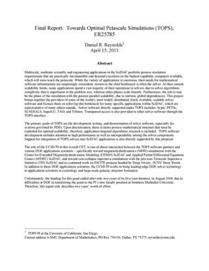 Final Report: Towards Optimal Petascale Simulations (TOPS), ER25785