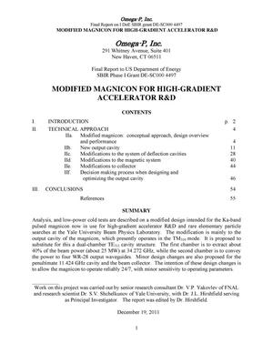 Modified Magnicon for High-Gradient Accelerator R&D