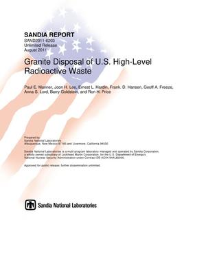 Granite disposal of U.S. high-level radioactive waste.