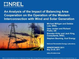 Analysis of the Impact of Balancing Area Cooperation on the Operation of the Western Interconnection with Wind and Solar Generation