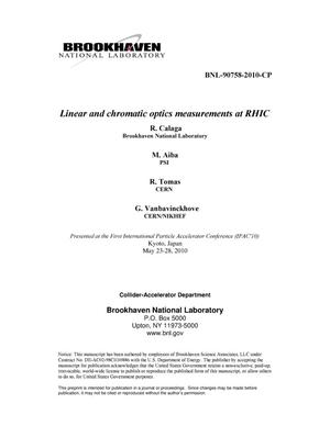 Linear and chromatic optics measurements at RHIC