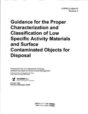 Guidance for the Proper Characterization and Classification of Low Specific Activity Materials and Surface Contaminated Objects for Disposal