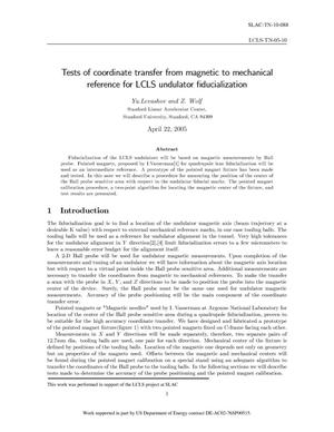 Tests of Coordinate Transfer from Magnetic to Mechanical Reference for LCLS Undulator Fiducialization