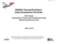 Presentation: SIERRA Thermal/Fluid/Aero Code Development Activities.