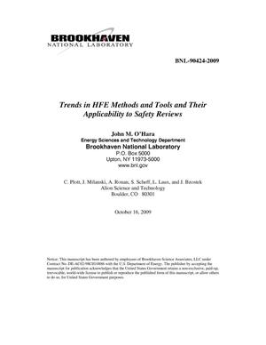 Trends in HFE Methods and Tools and Their Applicability to Safety Reviews