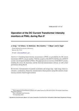 Operation of the DC current transformer intensity monitors at FNAL during run II