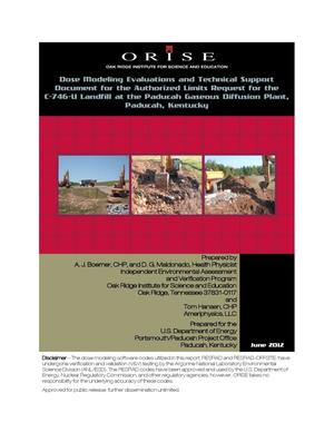 Dose Modeling Evaluations and Technical Support Document for the Authorized Limits Request for the C-746-U Landfill at the Paducah Gaseous Diffusion Plant, Paducah, Kentucky