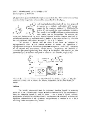 Final Report for: "Bis-pi-allylpalladium Complexes in Catalysis of Multicomponent Reactions"