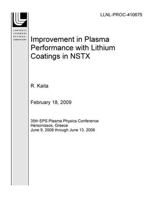 Improvement in Plasma Performance with Lithium Coatings in NSTX