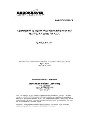 Optimization of Higher Order Mode Dampers in the 56MHz SRF Cavity for RHIC