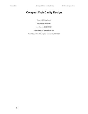 Final Report for "Compact Crab Cavity Design"