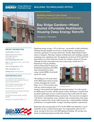 Bay Ridge Gardens - Mixed Humid Affordable Multifamily Housing Deep Energy Retrofit: Annapolis, Maryland. Building America Case Study: Whole-House Solutions for Existing Homes (Fact Sheet)